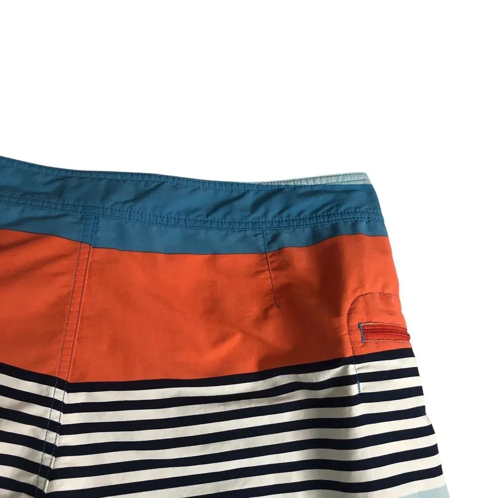Patagonia‎ Wavefarer Board Shorts Mens 36 Fitz Stripe Catalyst Blue Swim Trunks
